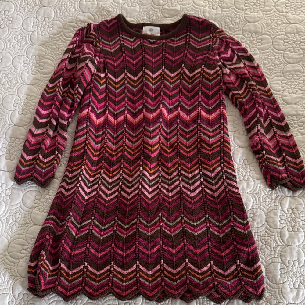 Hanna Andersson Multicolor Chevron Knit Dress